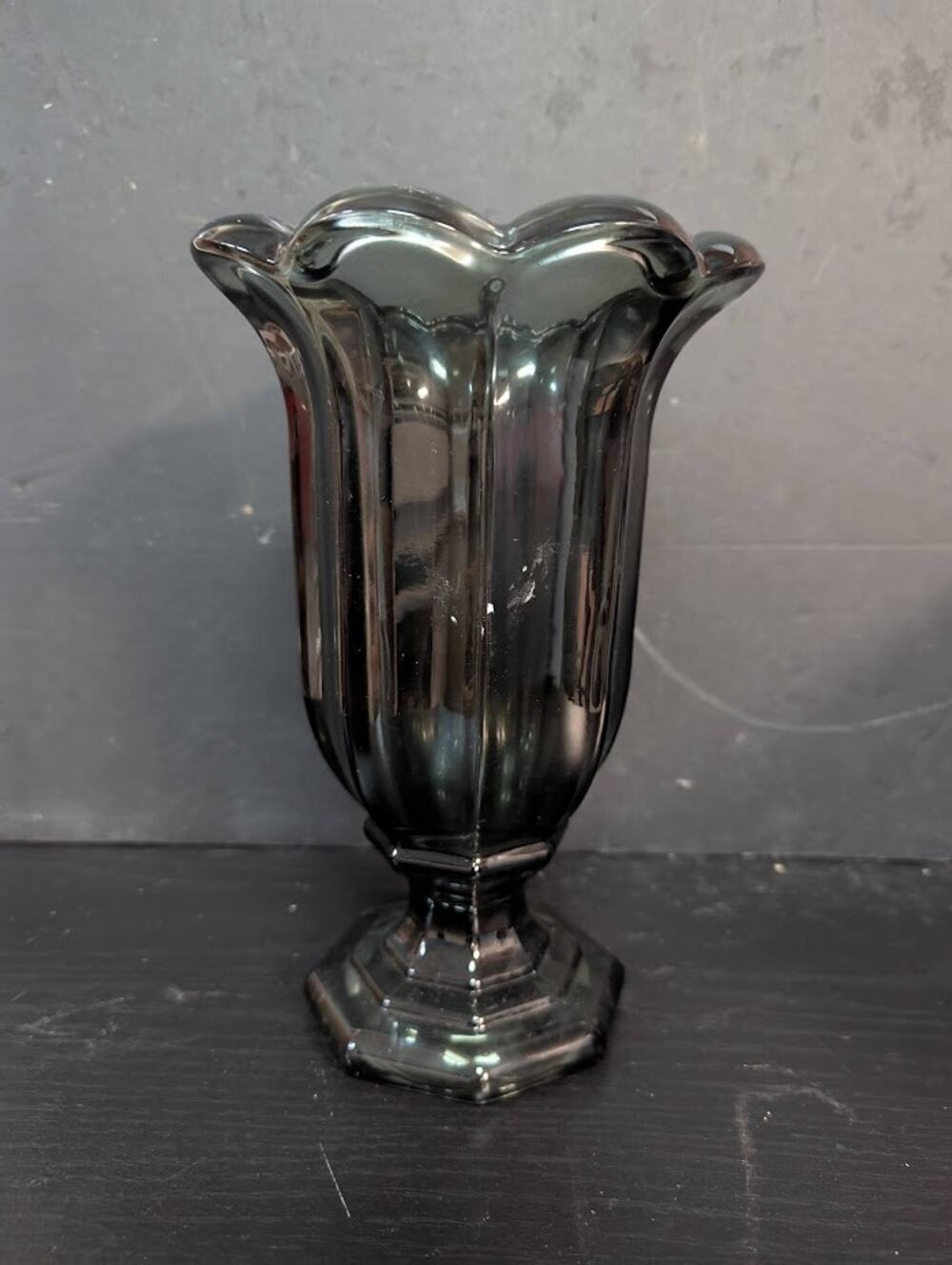 Chamorro Glass Table Vase See More by Astoria Grand VINTAGE smoke gray 9" tall